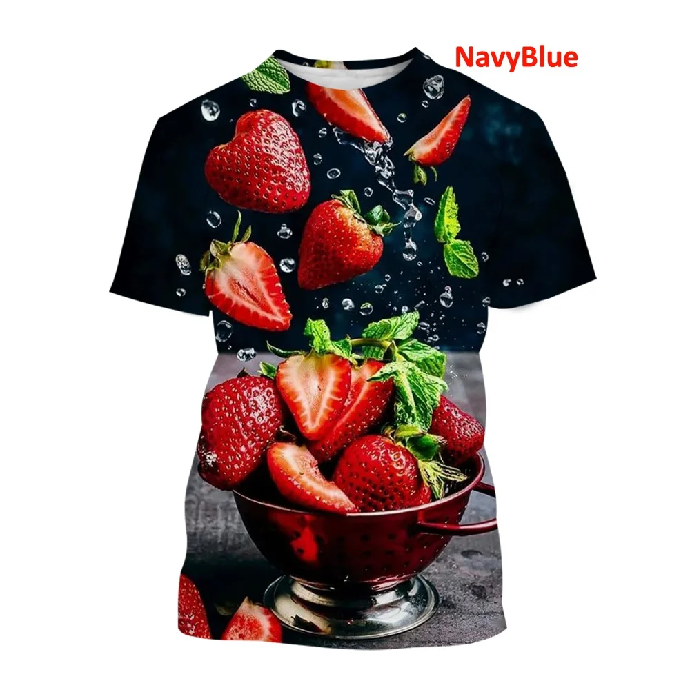 Summer fashion Fruit Strawberry 3D T Shirt Fun Realistic Food Strawberry printed tshirt Men Harajuku Round Neck Short Sleeve Top image 4