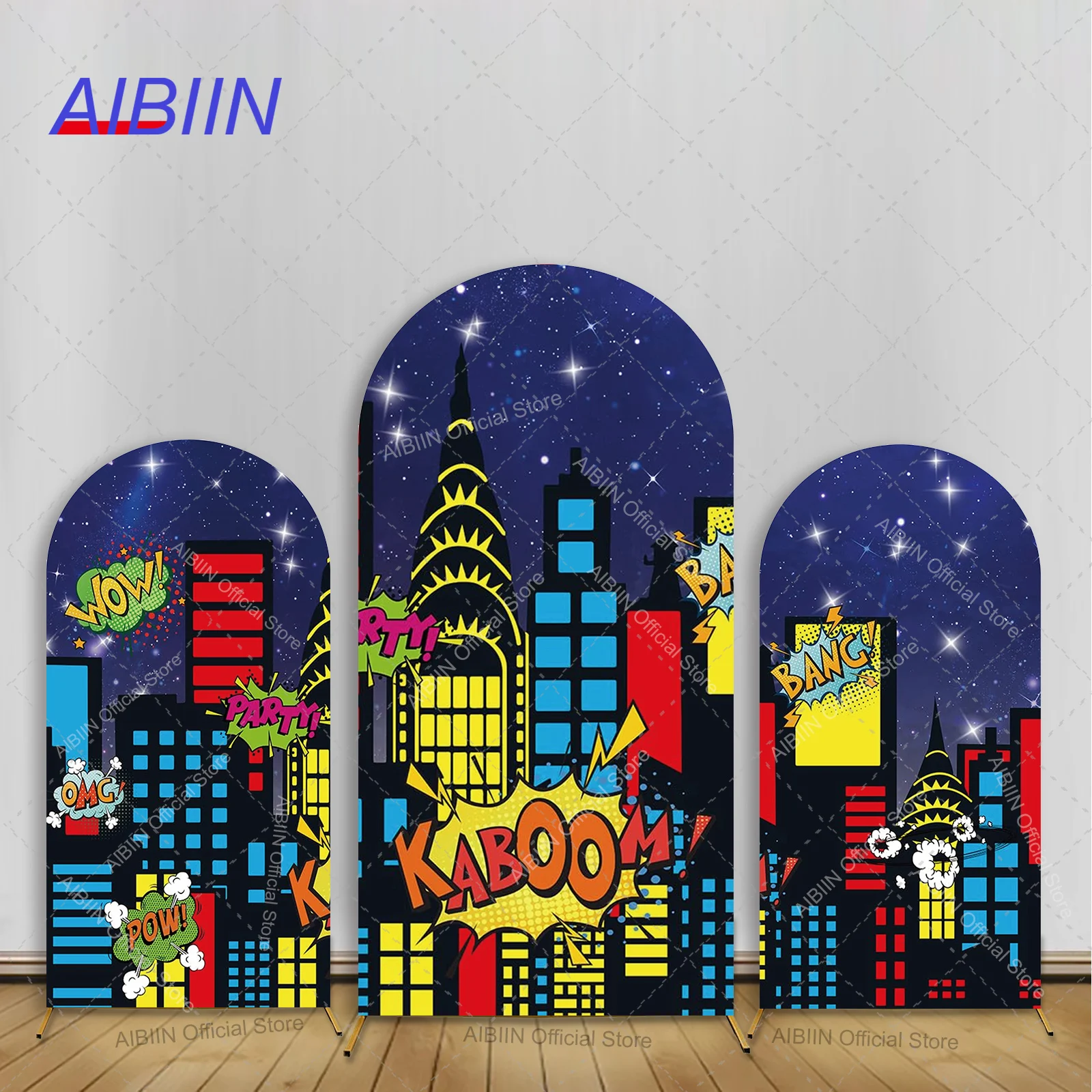 

Городское здание, супергерой, арка, фон, красочные небоскребки, детский день рождения, детский душ, вечерние Декор, портретный фон для торта