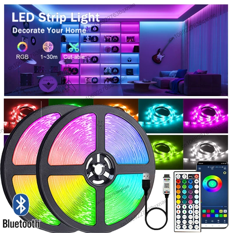 

SMD5050 Lamp for TV Backlight DC5V LED Strip Light Bluetooth Control Music Mode for Room Decoration 1m 2m 3m 4m 5m Neon Lights