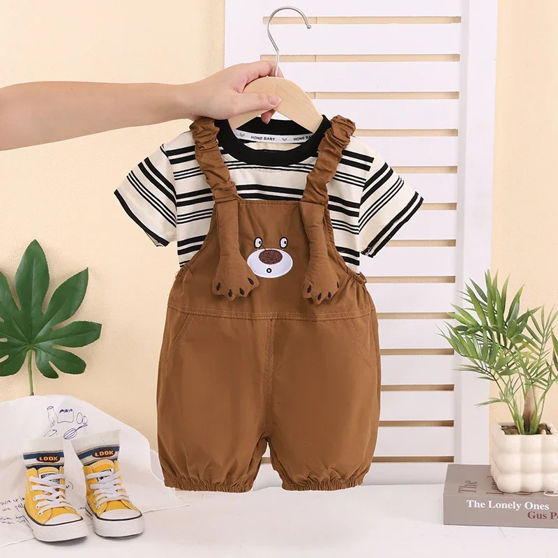 

New Summer Baby Clothes Suit Children Boys Striped T-Shirt Shorts 2Pcs/Set Kids Girls Clothing Infant Costume Toddler Tracksuits