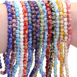 63pcs 6mm 무라노 Lampwork 비즈 보석에 대 한 라운드 유약 유리 꽃 구슬 Diy 팔찌 목걸이 공예 액세서리 만들기