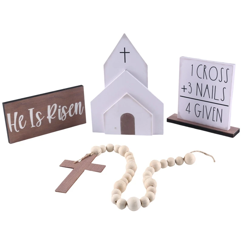 

1Set Wooden Signs Easter Tiered Tray Round Wooden Trays For Easter Scene,Religion,Church