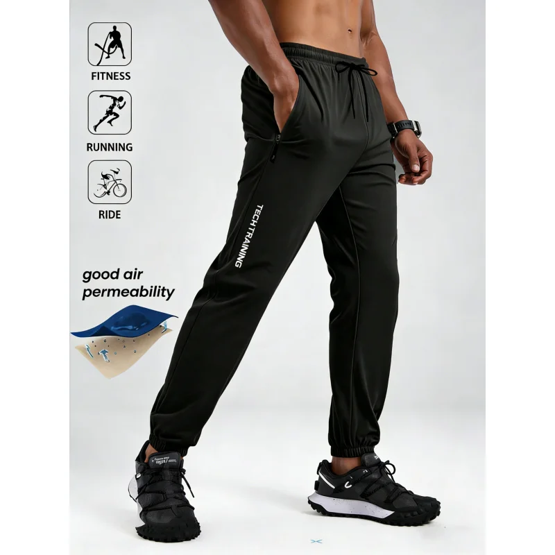Summer Men's Lightweight Stretchy Jogger Pants Ultra Thin Breathable Sweatpants For Sports Fitness Running Outdoor Casual