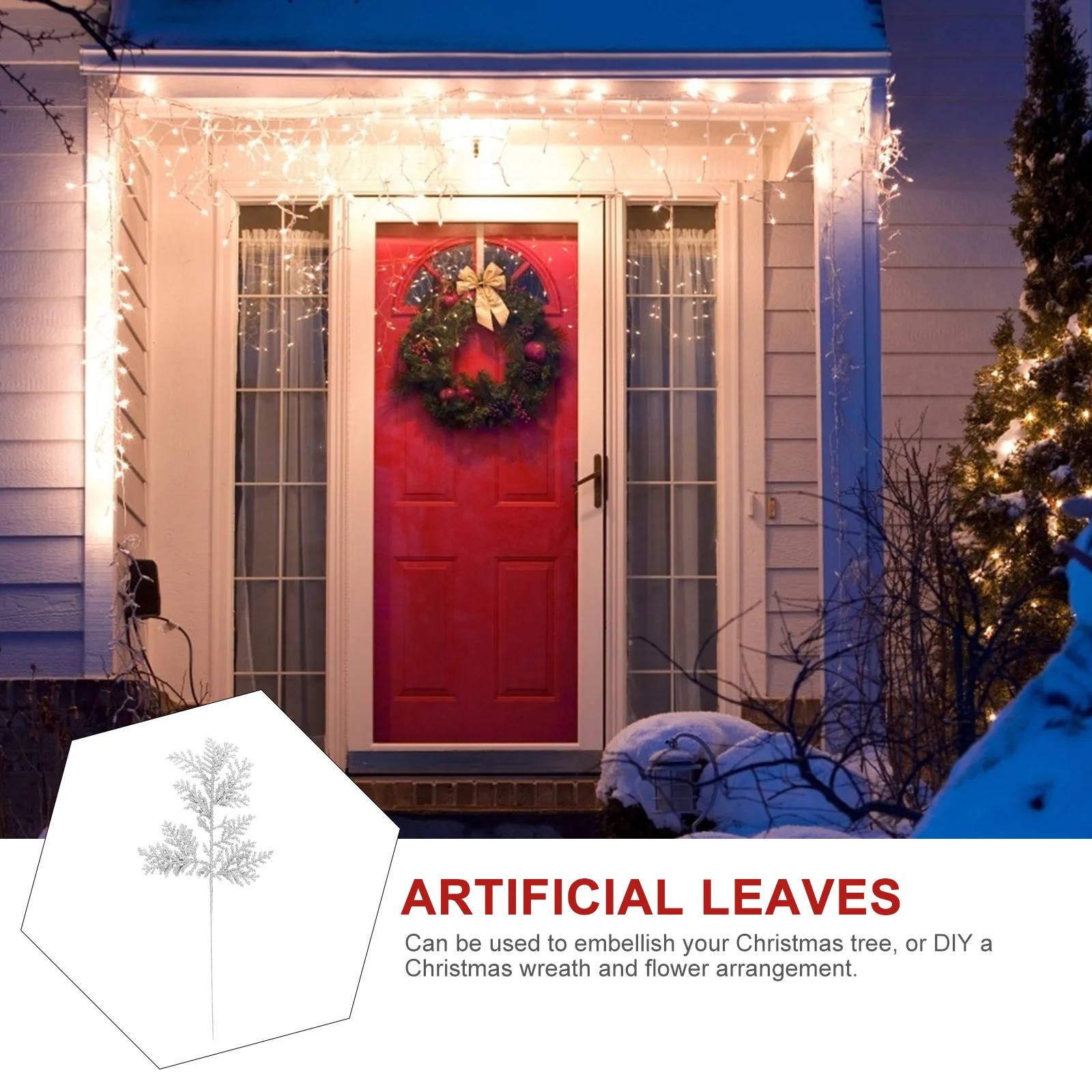 

10Pcs Xmas Simulated Leaves Artificial Christmas Wreath Decoration Party Supplies Tree Wall Window Door Adornment