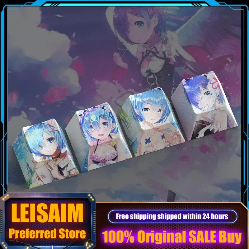 

Re:Zero -Starting Life In Another World Anime Rem Theme Keycaps Mechanical Keyboard Cherry PBT Custom Keycaps Cute Cartoon Gifts