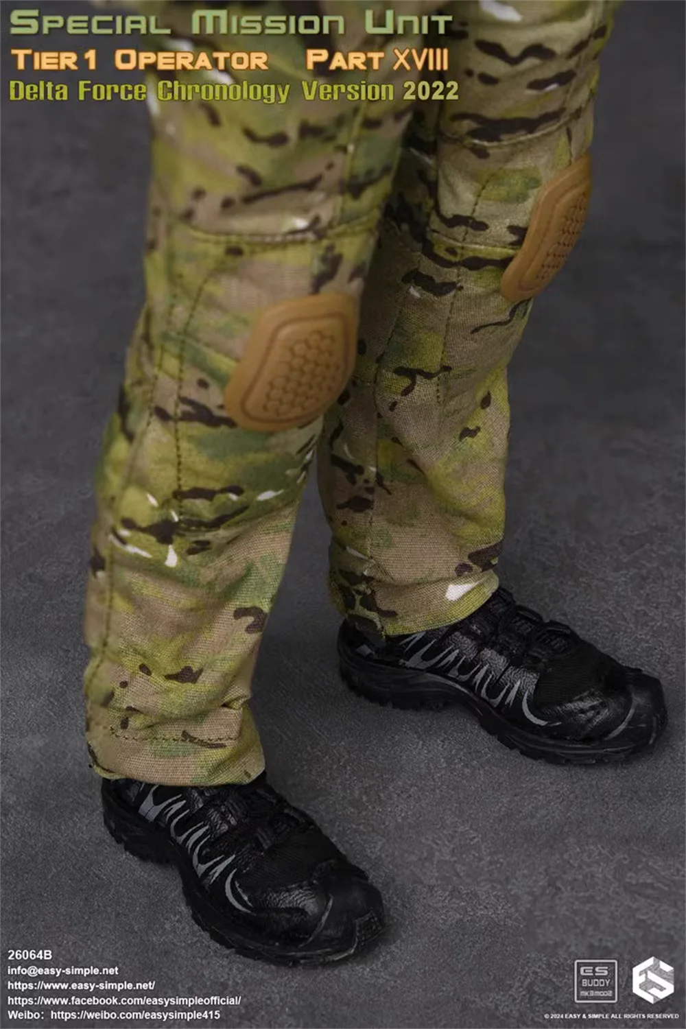 

1/6 Easy&Simple ES 26064B US. Special Mission Unit Operation Soldier Black Solid Shoe Boot Gloved Hand Type Toys Model For 12"