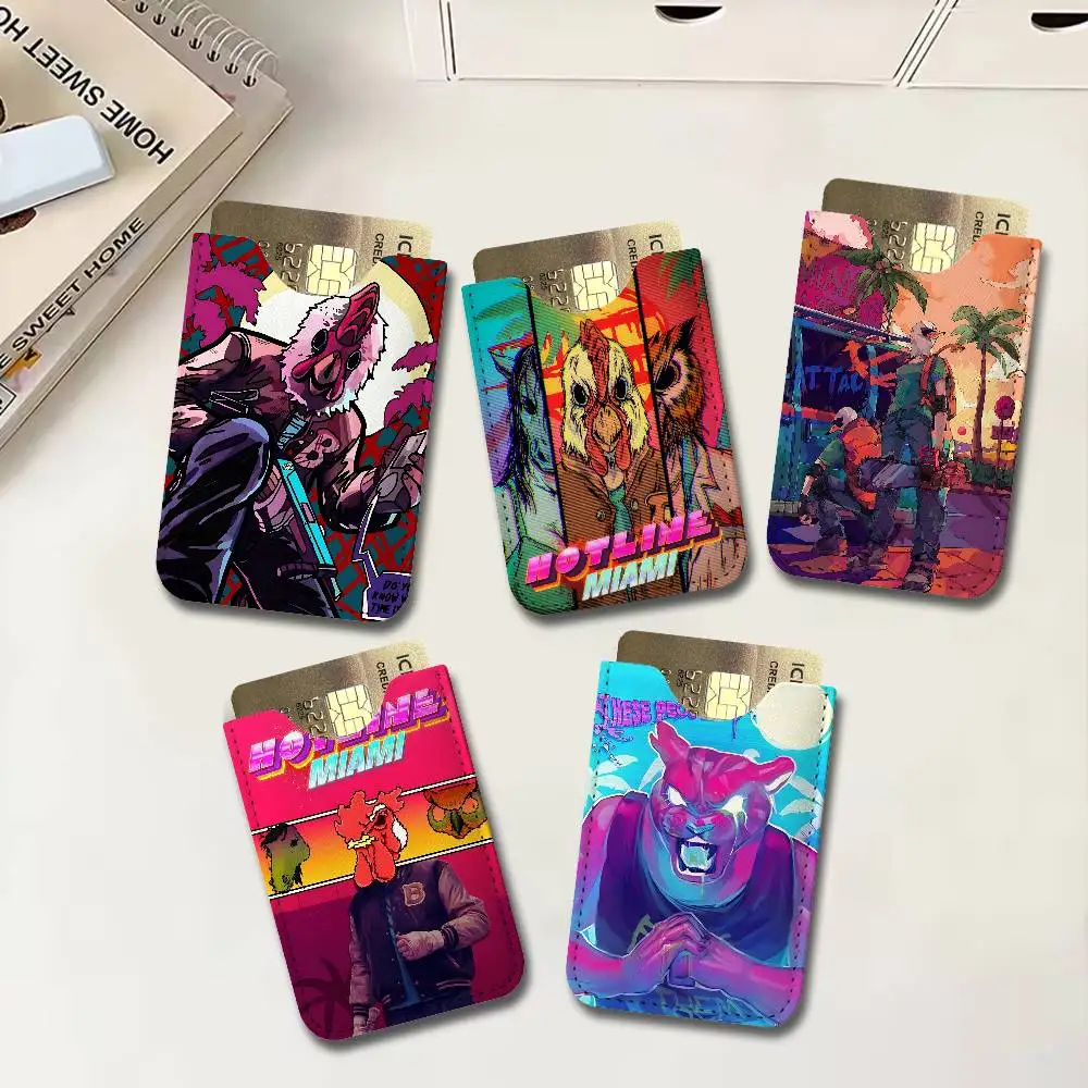 Action Game Hotline Miami Ultra-Thin Mini Leather Card Holder Wallets for Men Women Lightweight Soft Genuine Leather Credit Card