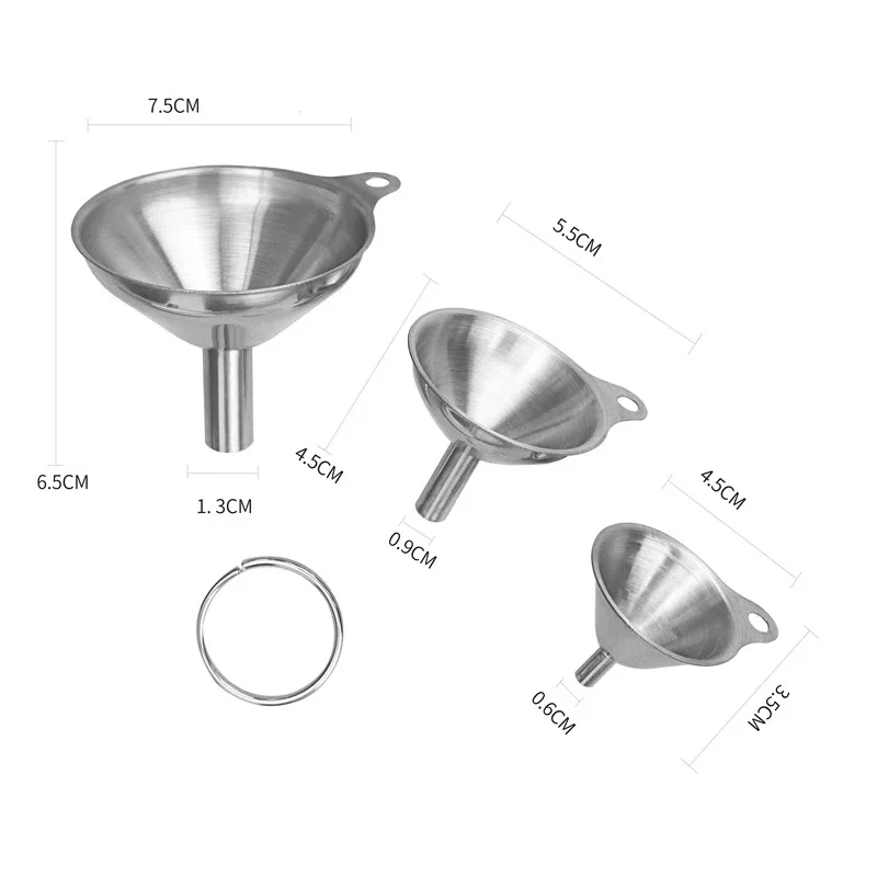 

3pcs Stainless Steel Funnel Kitchen Oil Liquid Funnel Metal Hopper with Detachable Filter Wide Mouth Dispenser for Can Kitchen