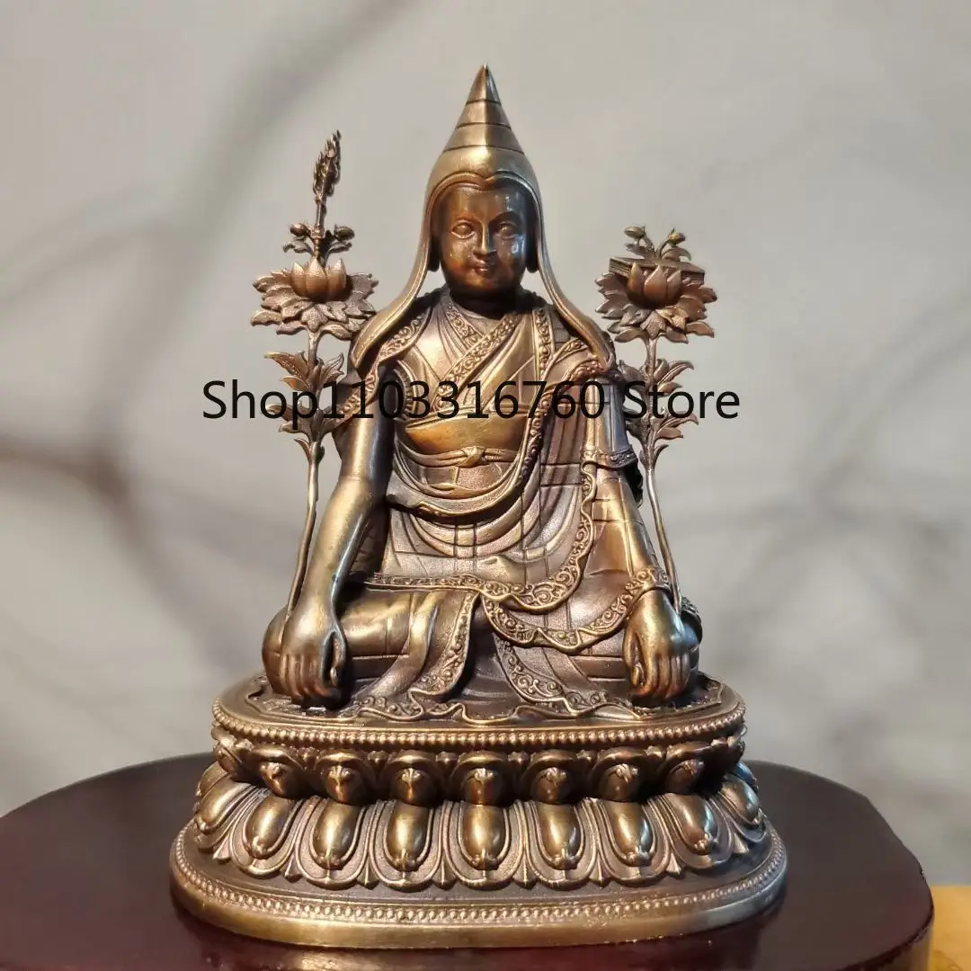 Estatua de Buda maestro Chimba de dragón de cobre tibetano, adorno de Ningma Pai Patriarca, cobre puro, trabajo sofisticado, exquisito