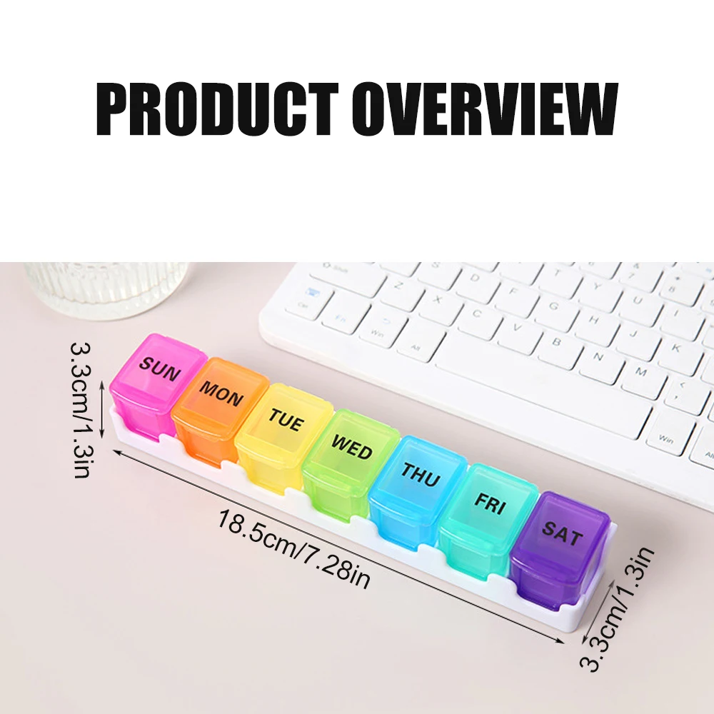 1PCS Small 7 Day Weekly Pill Organizer, 1 Time A Day Portable Travel Pill Box, Compact Case Container for Vitamins & Supplements