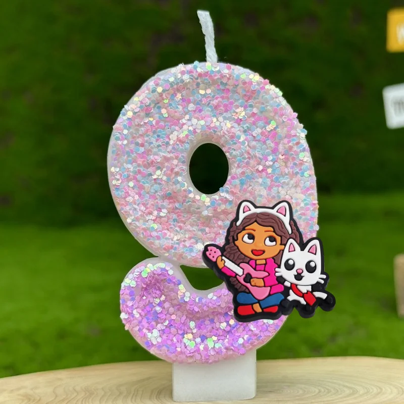 Süßes Gabbys Puppenhaus Digitale Kerze Nummer 0-9 Kindergeburtstag Kuchen Dekoration Lieferungen Cartoon Anime Party Zubehör Zubehör