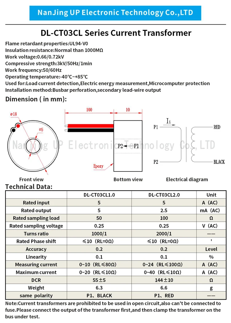 Transformator mikroprądowy z rdzeniem pierścieniowym 0 ~ 24A DL-CT03CL 1000/1 2000/1 AC CT 5A 5mA 20A 10ma przewód zasilający pierścieniowy cewki