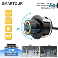 SMARTOUR CVBS a AHD 1920x1080P o 720P Cámara de visión trasera de coche 170 ° Vehículo de visión nocturna Full HD con lente dorada ojo de pez que invierte