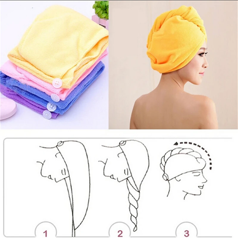 Turbante de secado rápido de microfibra para el cabello, gorro de toalla de secado mágico, elegante y práctico, estilo de moda, superventas, 1 unidad