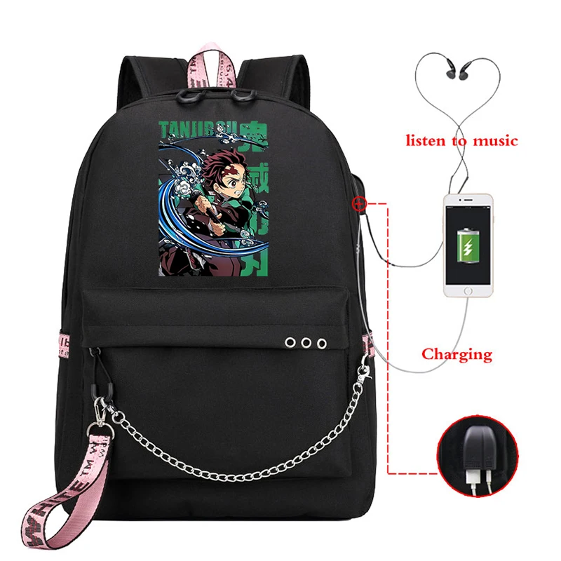 Demon Slayer Hot Manga Travel Bags Korean Style Children School Bags Street Style College Sutdent Demon Slayer Kawaii Canva Bag