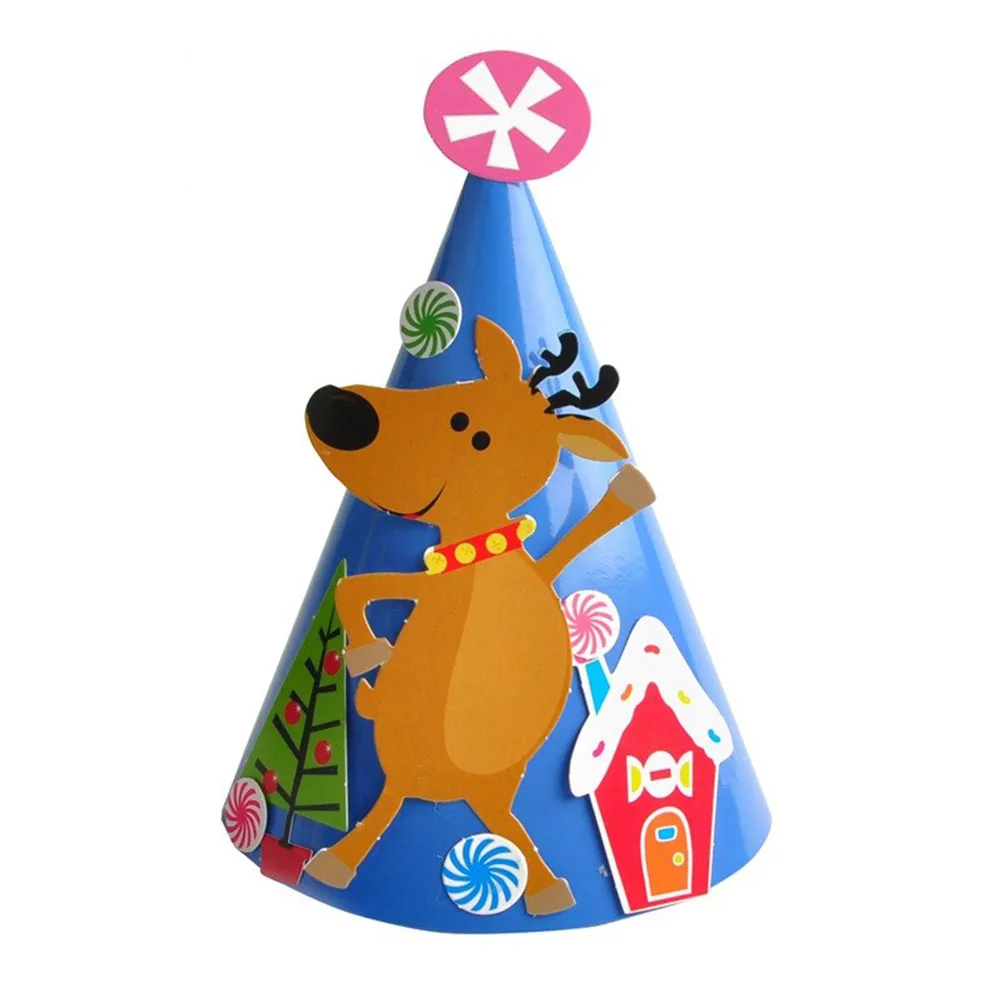 

5Pcs Christmas Paper DIY Cartoon Hats Festival Decoration Kids Party Ornaments Multifunctional Christmas Ornament