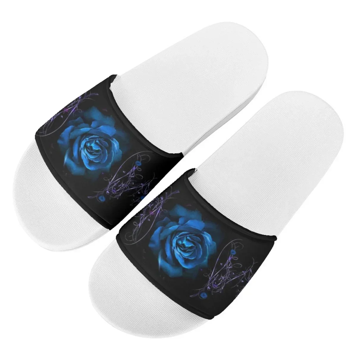 Summer Comfort Indoor Women Slippers Gothic Style 3D Rose Print Non-slip Casual Ladies Slide Light Female Sandals