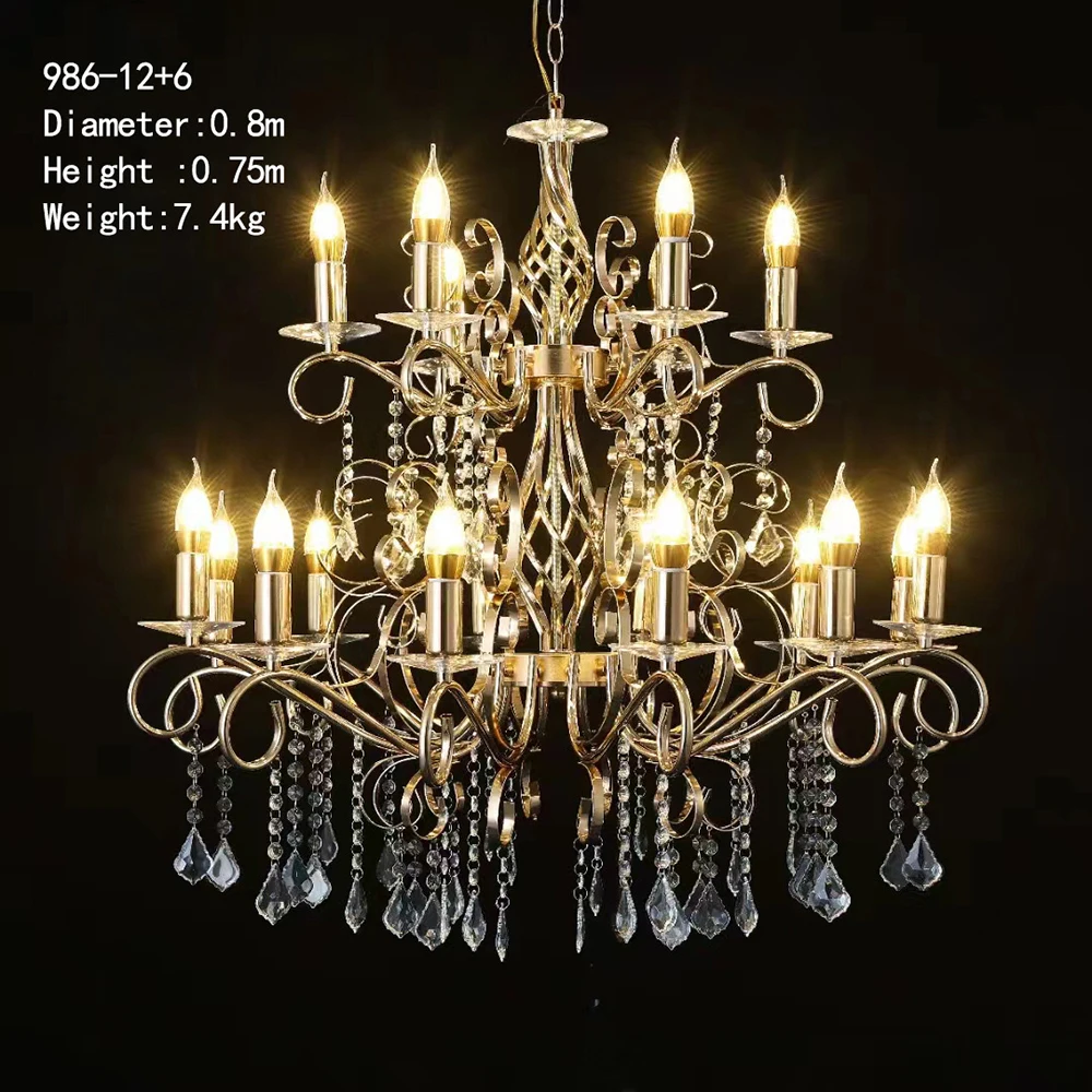 Large Gold High Big Luxury Design New Led Indoor Crystal Villa Foyer Loft Decorative Chandelier