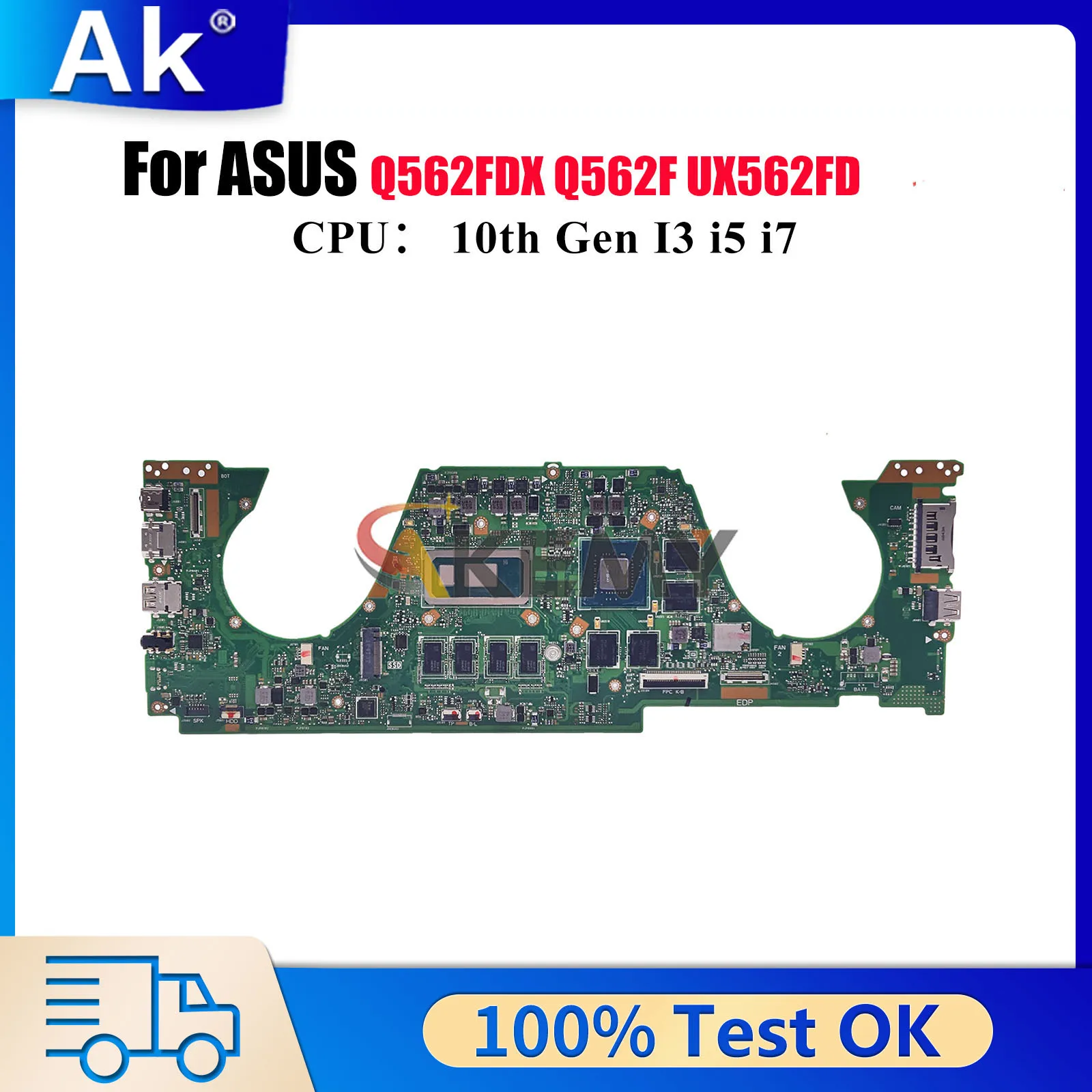 

UX562FD Материнская плата для ноутбука ASUS ZenBook UX56IQ Q562FDX UX562 Q562F Материнская плата для ноутбука с 10-го поколения I3 i5 i7 103% тест ОК