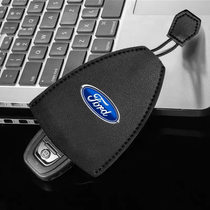 Leather Car Badge Key Cover Case Auto Key Bag Shell Keychain For Ford Focus 2 3 4 Mondeo Fiesta ecosport Kuga Fusion Ghia