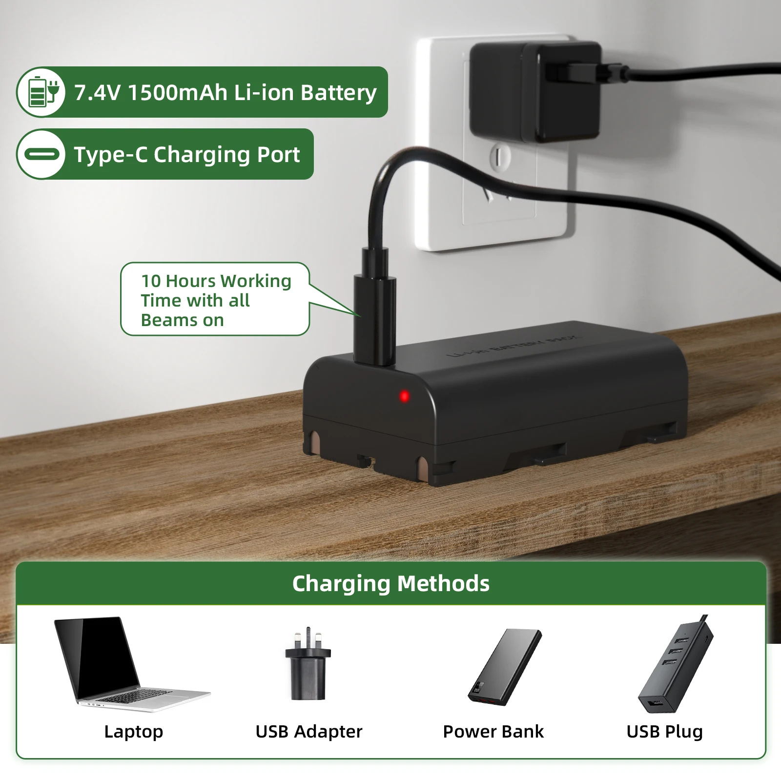 Imagem -03 - Huepar-laser Verde Nível Ferramenta Auto-nivelamento Cruz Linha Plumb Dots Li-ion Bateria 360 ° Linha Horizontal Fan Angle 7211cg