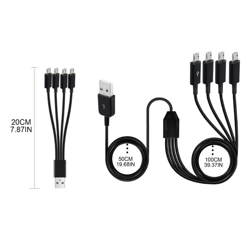 Cable de carga Micro USB 4 en 1, Cable múltiple para múltiples dispositivos, 4 tabletas o teléfonos, envío directo simultáneo