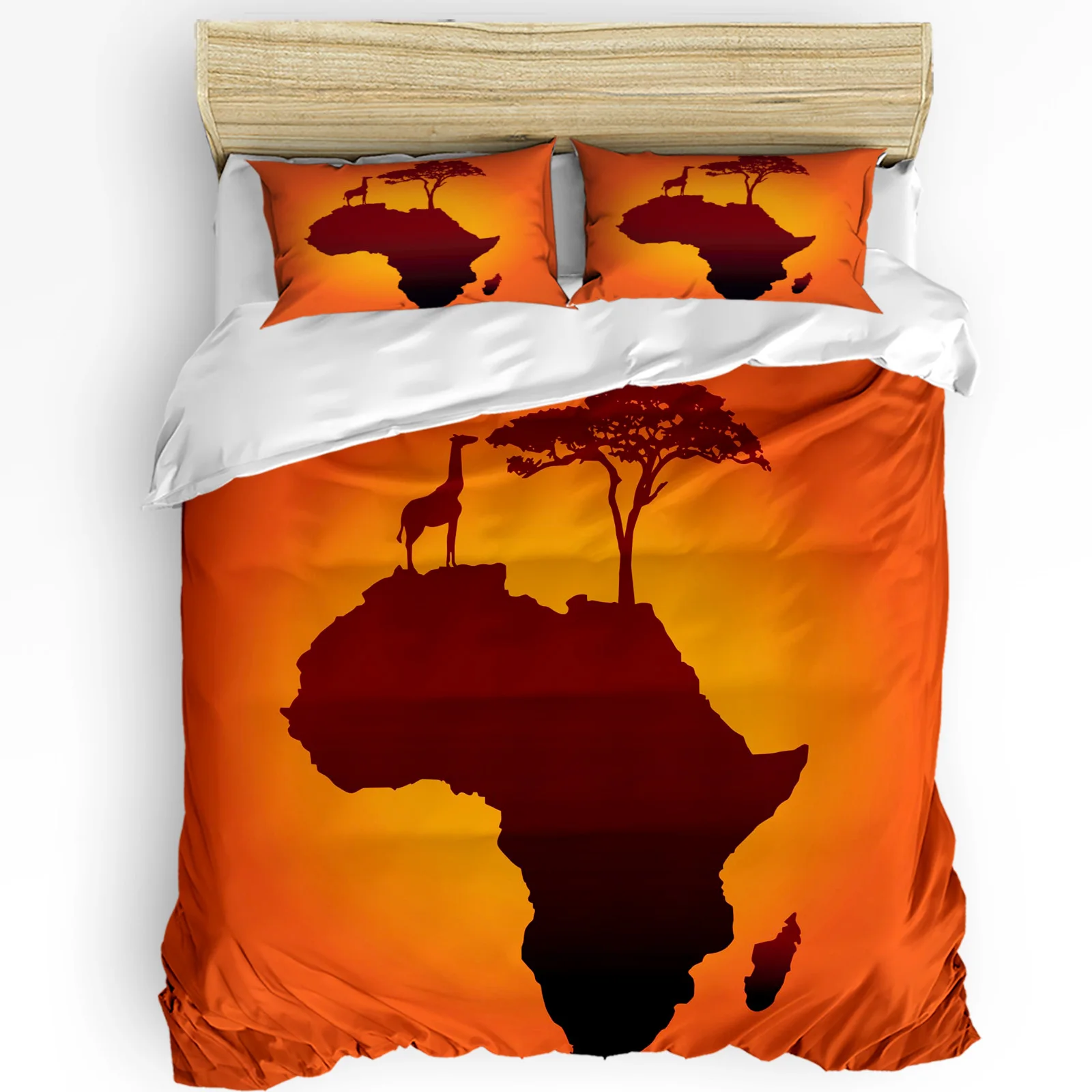 

Africa Giraffe Tree Silhouette Dusk Duvet Cover Bed Bedding Set Home Quilt Cover Pillowcases Bedroom Bedding Set No Sheet