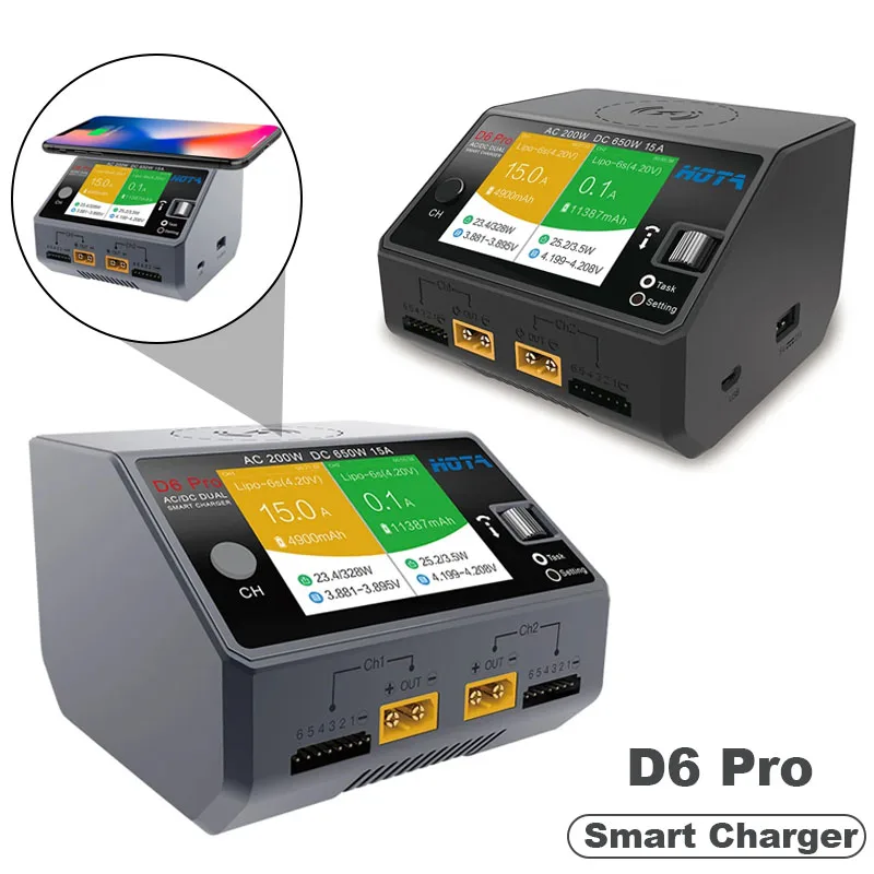 

НОВОЕ зарядное устройство D6 Pro AC 200 Вт постоянного тока 650 Вт 15 А 2X325 Вт 2X15 с беспроводной зарядкой для NiZn/Nicd/NiMH аккумуляторов, запасные части для радиоуправляемых дронов