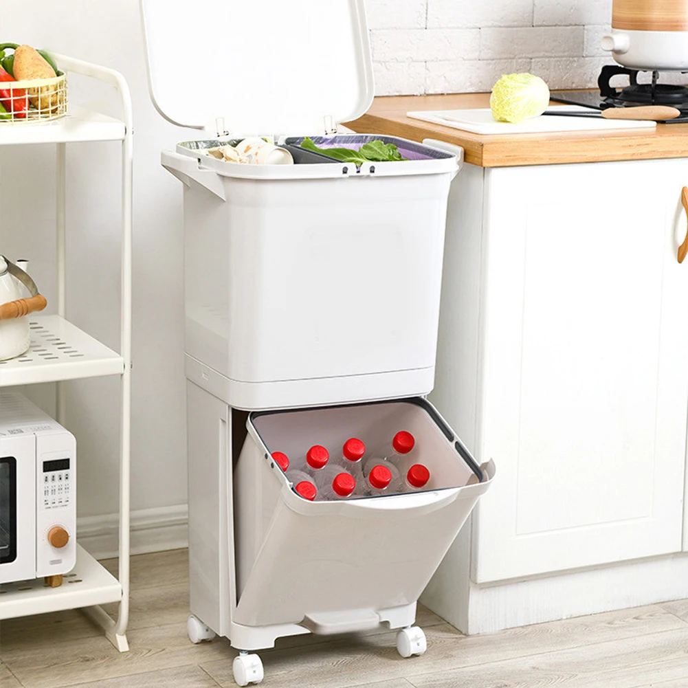 【Lifeideas】38L 2 Compartment Pedal Recycling Waste Bin for Kitchen