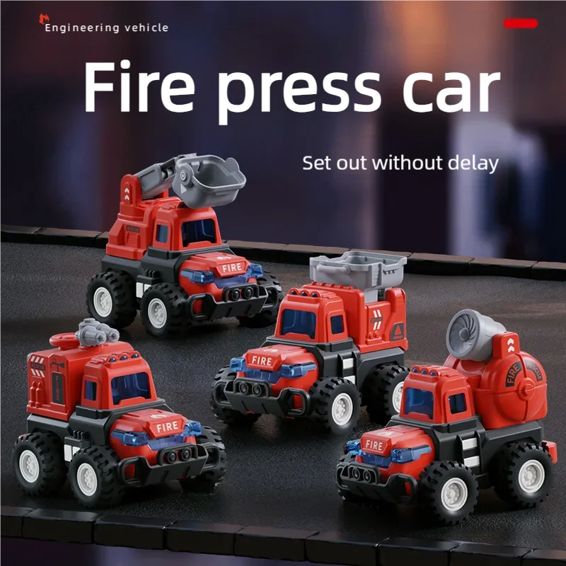 

Fire Engine Press Inertial Ejection Toy Car With Whistle Animal Toy Crash Resistant Cartoon Kids Cars Toys For Boys Girls Gifts