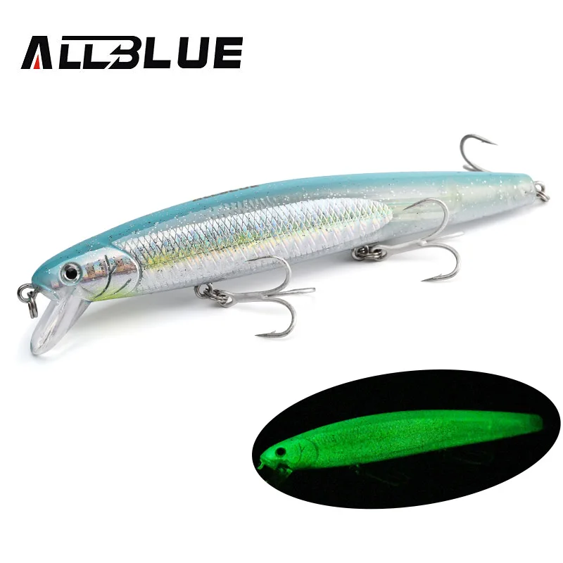 ALLBLUE FlashMinnow 110 Fishing Lure 110mm 17.8g Glow Jerkbait Wobbler Slow Suspending Minnow Plastic Bait Bass Pike Tackle