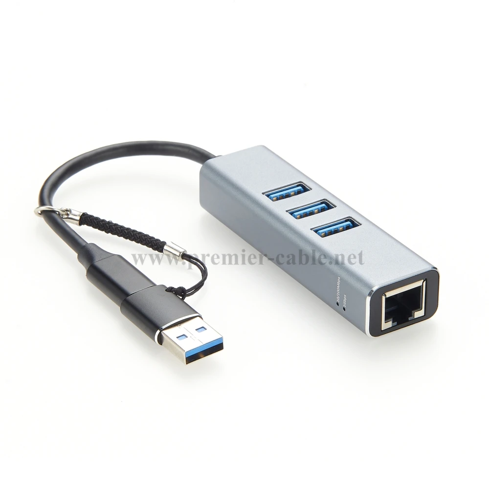 USB C HUB Dockingstation Typ C auf RJ45 1000 Mbit/s Ethernet-Adapter USB3.0 HUB Gigabit-Netzwerkkarte 100 W Ladestation-Erweiterung – Detail 4