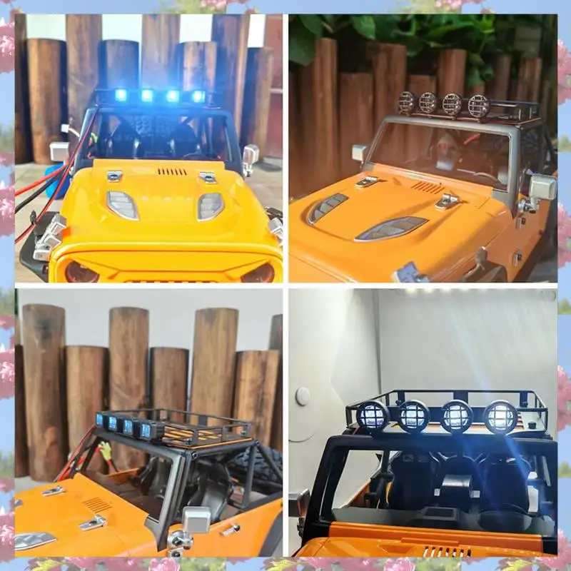 L81A 2025-RC 자동차 튜닝 업그레이드 부품 H12Y 1/12 시리즈 RC 자동차 용 금속 수하물 랙 라이트 키트 DIY 수리 수정 액세서리