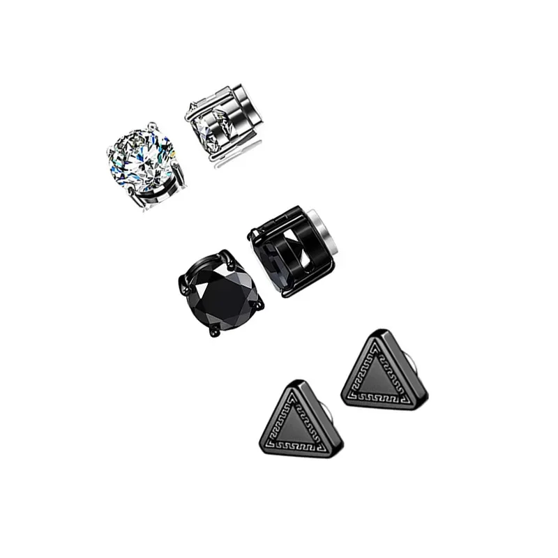 1/6 Pairs Magnetic Ear Clip-on Crystal Stone Strong Magnetic Ear Stud Women Men Punk Zircon Magnet Earrings Non Piercing Jewelry