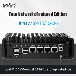 CWWK 12th Generation Intel 2.5G Soft Router PC Celeron J6413/J6412 4 Network Ports i226-V LAN Fanless Mini PC Firewall Computer