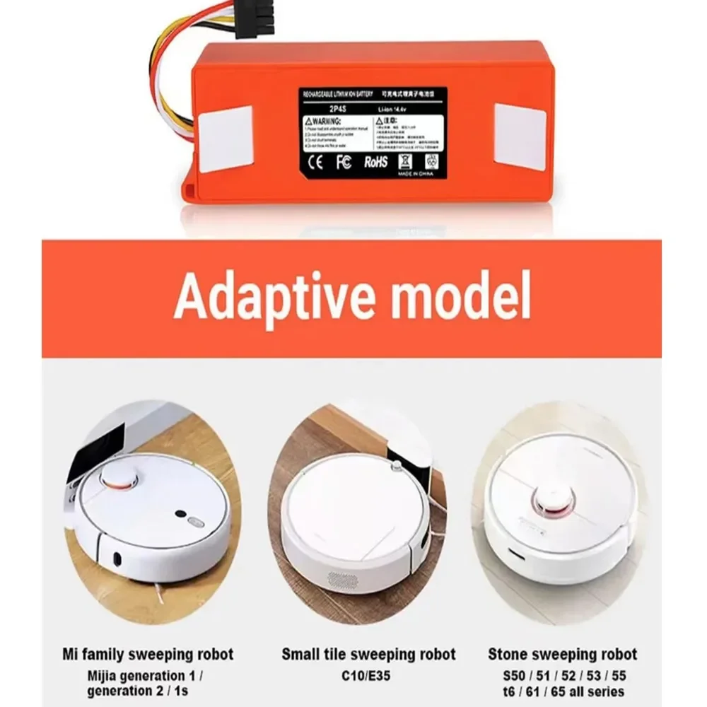 Battery BRR-2P4S-5200S / BRR-2P4S-5200D for Xiaomi Robot Vacuum Cleaner, Roborock S5, S50, S6, S7, SDJQR01RR 6800mAh