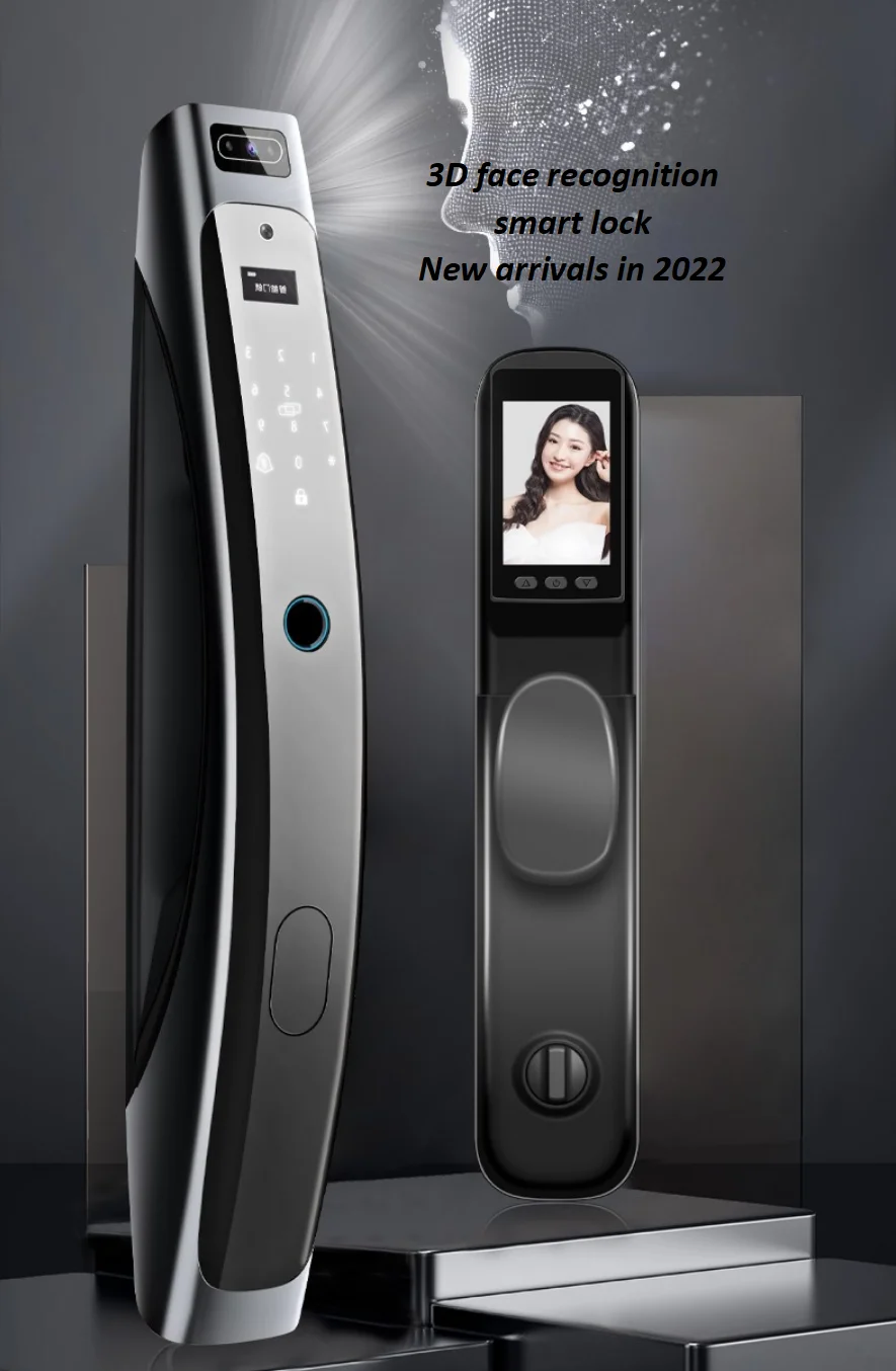 3D face recognition smart lock wifi multi-scene application multiple unlocking methods HD pixel with peephole display