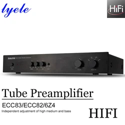 Lyele Audio ECC82 Vacuum Tube Preamp Hifi Sound Preamplifier NE5532 Treble Midrange Bass Adjustment High End Sound Amplifier