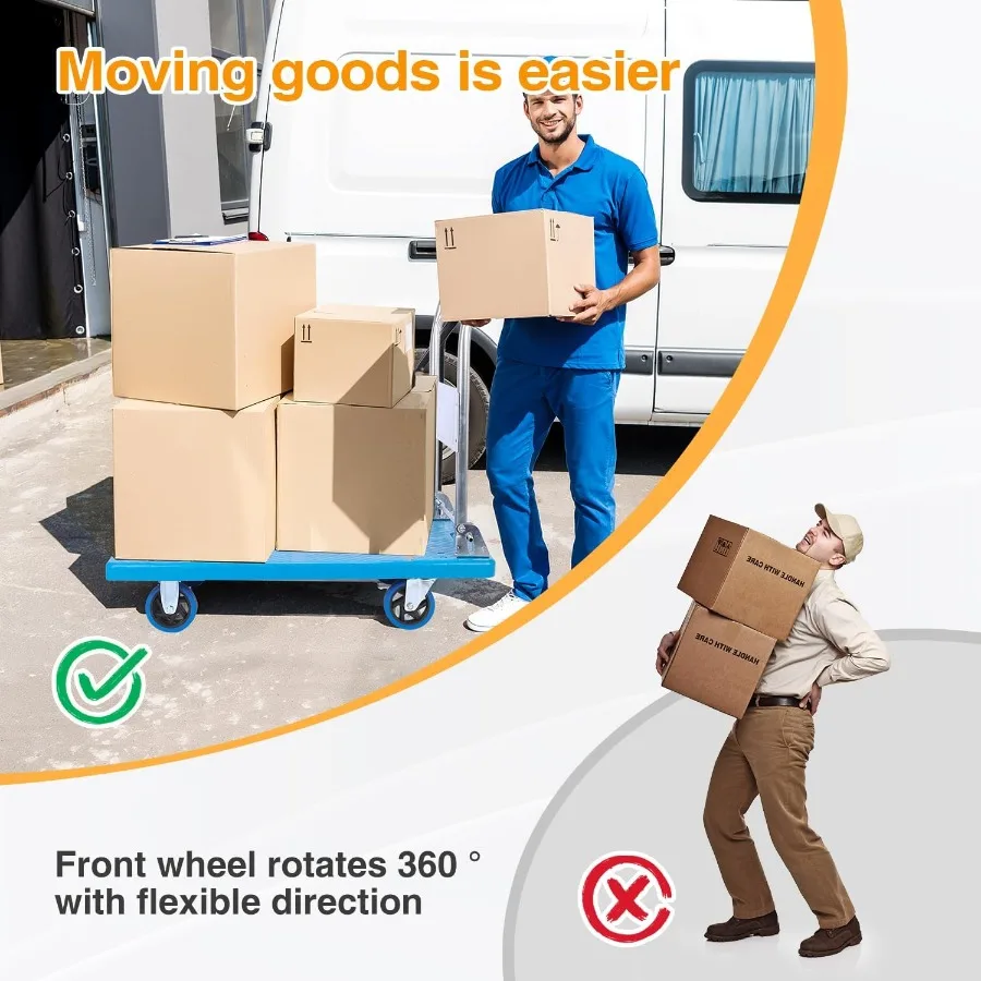 รถเข็นพับได้แบบ Heavy Duty พร้อมล้อหมุน 360 องศา สำหรับใช้งานในอุตสาหกรรมและครัวเรือน พกพาสะดวก พับเก็บได้ ผลิตจากเหล็กกล้าอัลลอย H