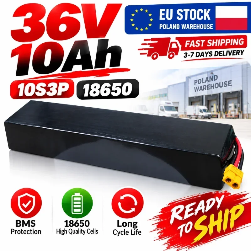 36V 10Ah 10000mAh 10S3P 500W Akku für Elektroroller KUGOO S1 S2 S3, wiederaufladbarer Li-Ion 18650 Akku mit integriertem BMS, hohe Kapazität, lange Lebensdauer, Ersatzteil für Elektroroller, schneller