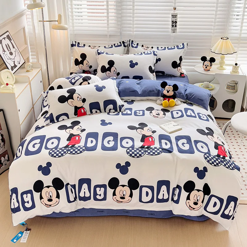 Imagem -06 - Disney Cartoon Bed Sheets Grupo Stitch Bedding Grupo Mickeys Brinquedos Story Capa de Edredão Fronha Donalds Bed Sets Rainha King Size