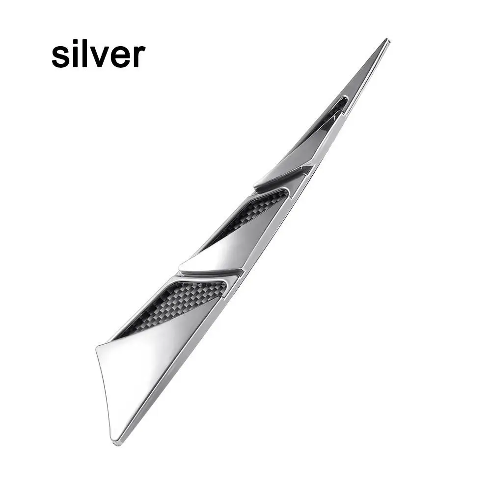 1 Pair New Black Silver ABS Air Intake Side Flow Car Hood Sticker Vent Cover Decorative