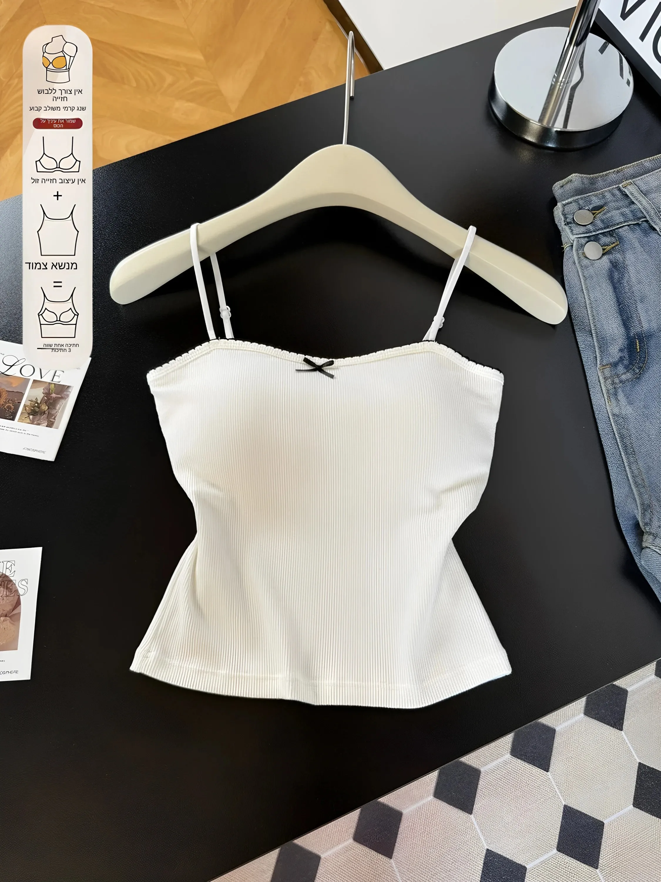 Women's Cotton Blend Tank Top with Chest Pad Summer Spring Pure Color Backless Innerwear Outerwear Slimming Vest