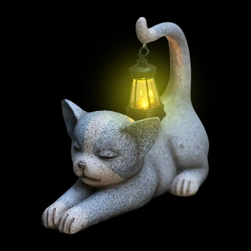 

Solar Garden Statue Lights Resin Kitten Figurine Lantern Solar Garden Statue Solar Garden Decor Cat Figurine Solar Garden Statue