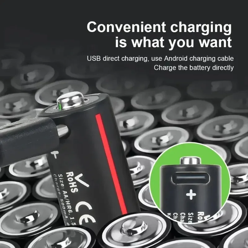 

100% новые перезаряжаемые литиевые батареи типа АА 1,5 В, 3500 МВтч с зарядным кабелем 4-в-1 для детектора дыма, игровая консоль, игрушка-камера