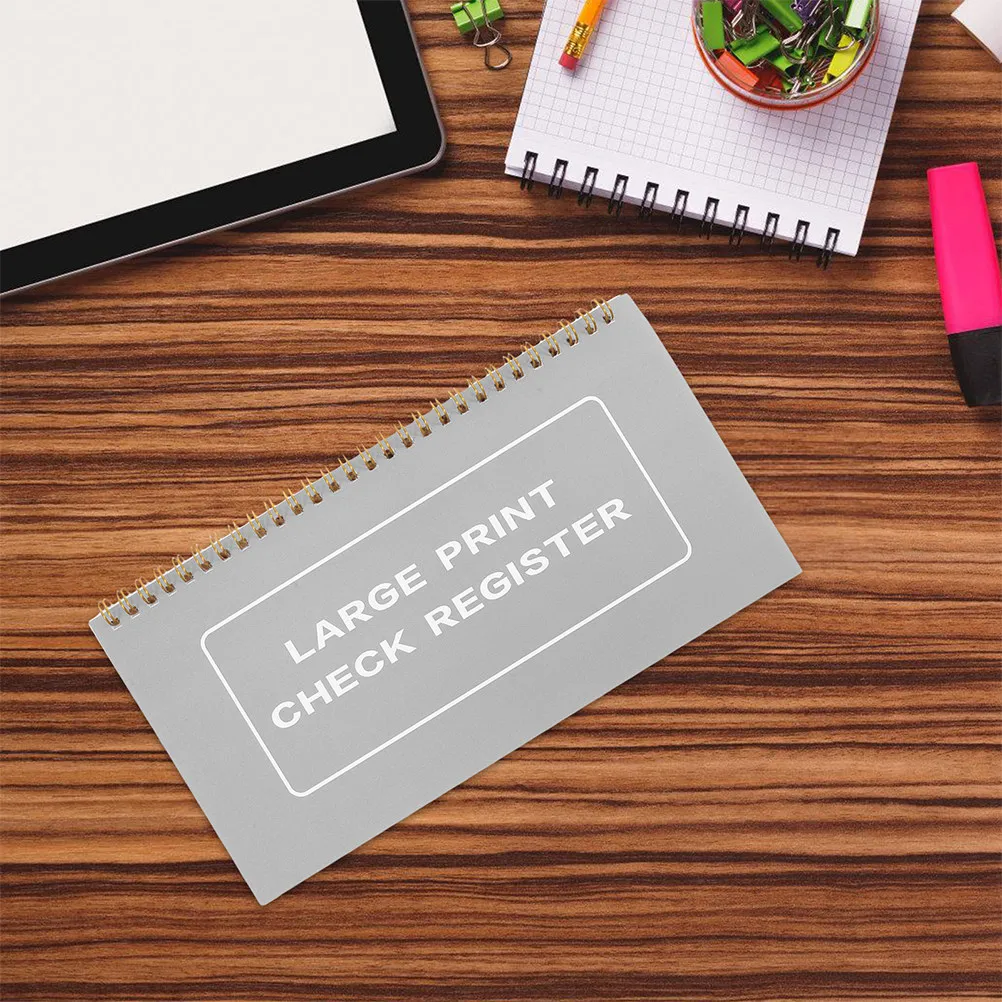 4Pcs Large Print Checkbook Register Portable Office Home Travel High Contrast Easy Recording Date Section Large Check Register