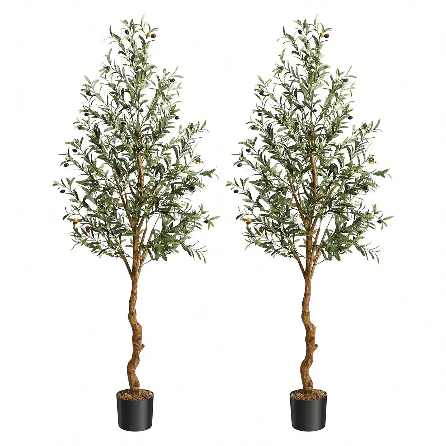 

2 Pack Artificial Olive Tree 6FT Faux Trees with Branches and Fruits Decor