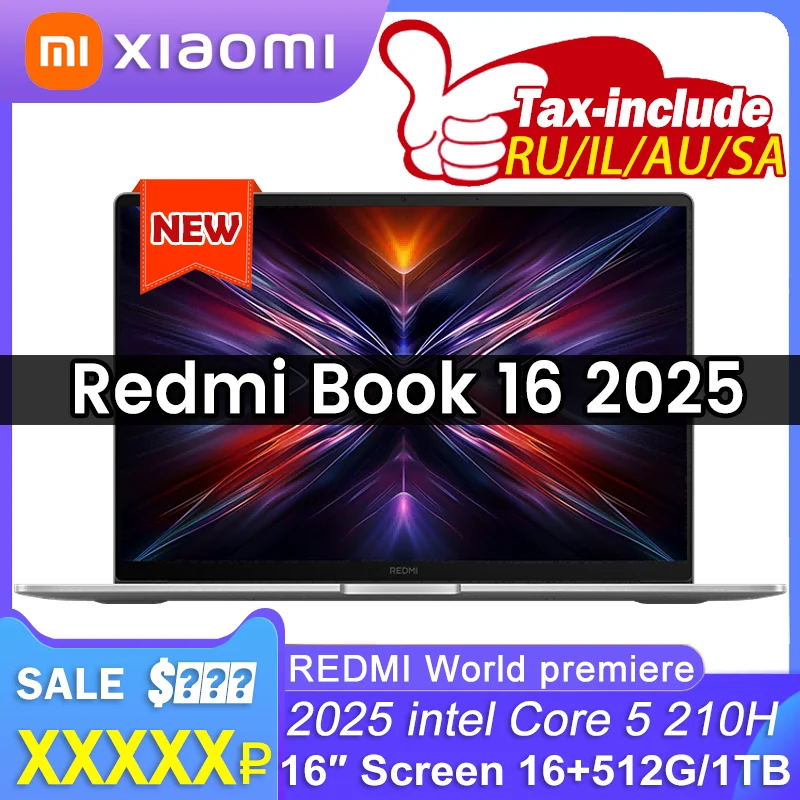 REDMI BOOK 16 2025 intel Core 5 210H Processor 16/32GB RAM 512G/1TB SSD 16inch FHD 60Hz Screen