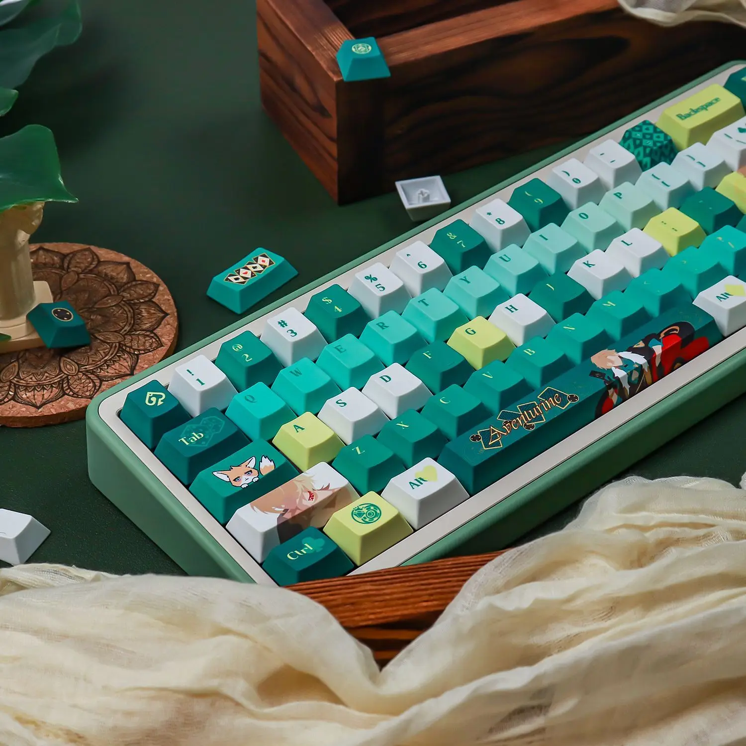 

143 Keys Honkai Star Rail Aventurine Keycaps PBT Dye-Sub Ailice Keycaps Anime Gaming Key Cap for 7u 61 68 87 104 108 Keyboard