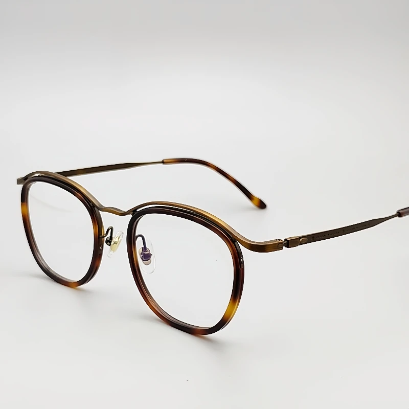 RLT5912 Oval Acetate And Pure Titunium Design Optical Women Eyelasses Frame Men Retro Prescription Frame Vintage Glasses Eyewear